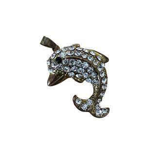 Vintage Rhinestone Dolphin Pendant
